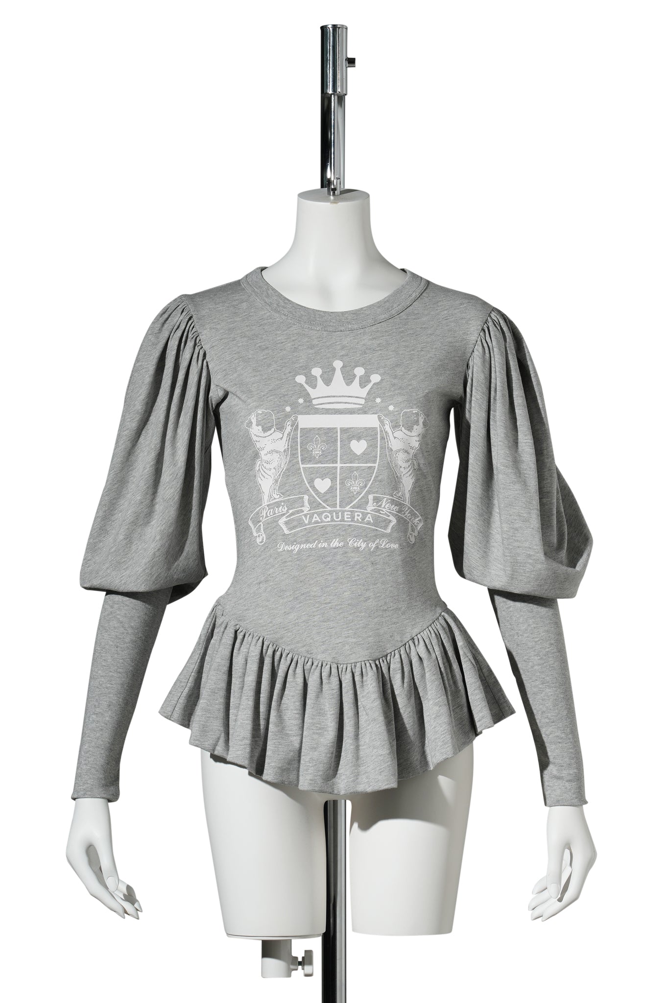 WOMEN ROMANTIC T SHIRT KNIT / HEATHER GREY