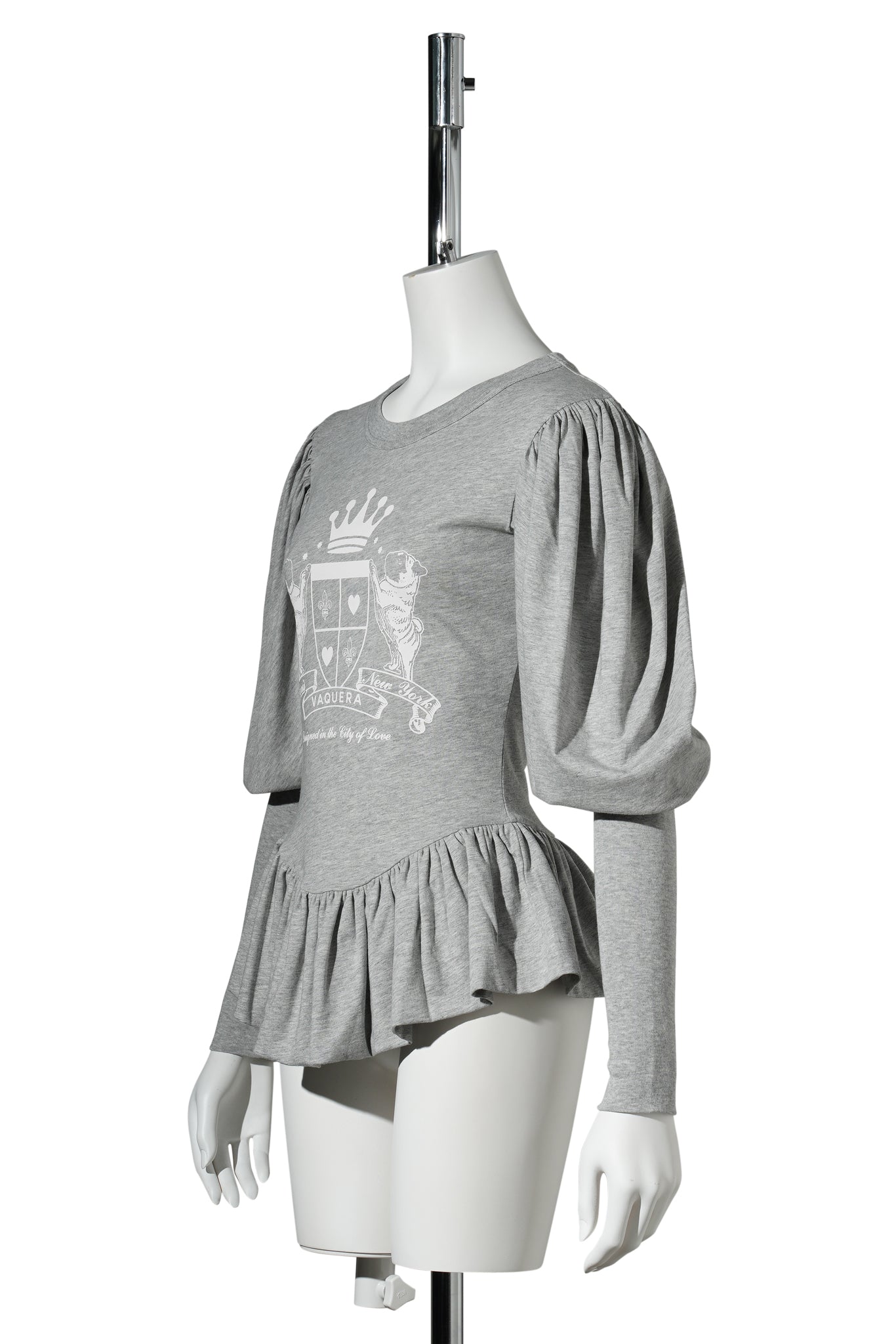 WOMEN ROMANTIC T SHIRT KNIT / HEATHER GREY