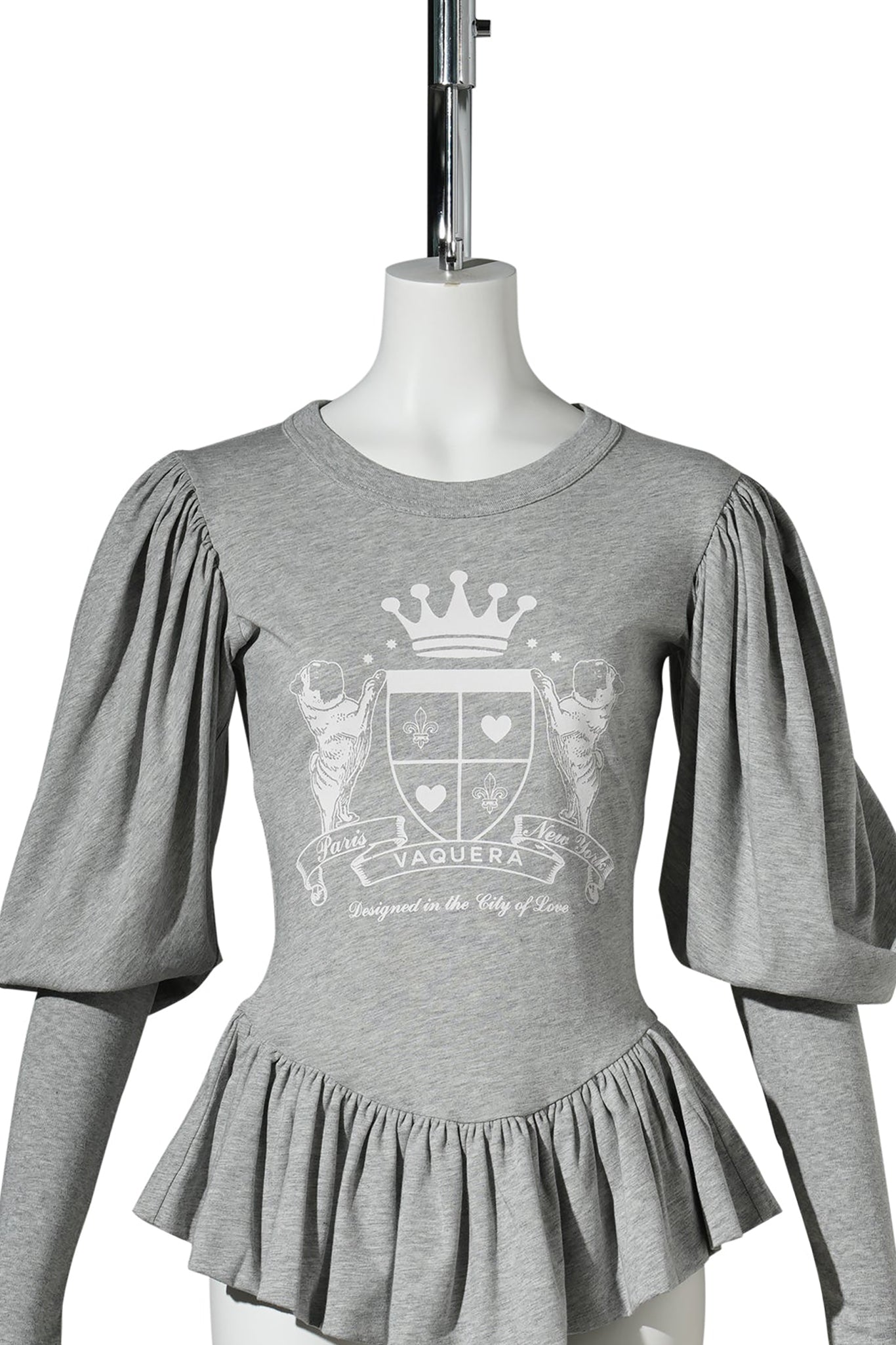 WOMEN ROMANTIC T SHIRT KNIT / HEATHER GREY