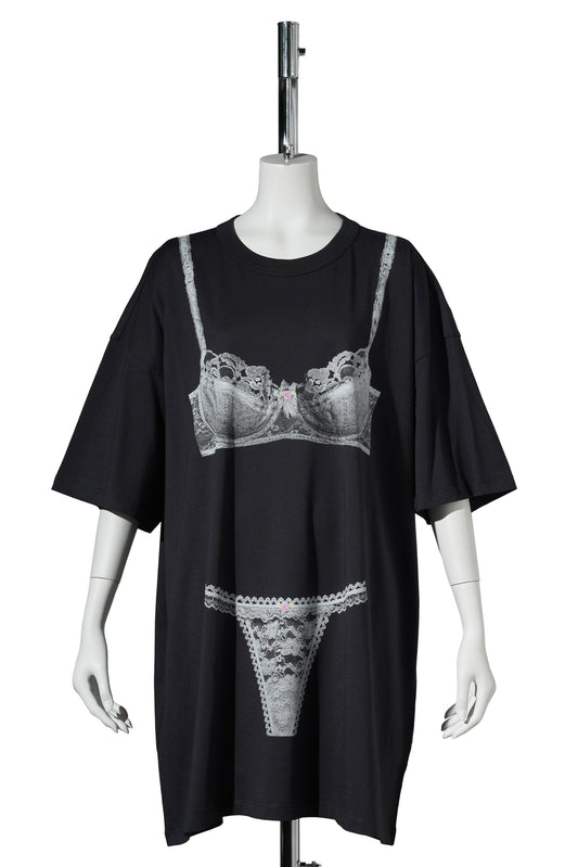 WOMEN TROMPE L'OEIL TALL TEE KNIT / WASHED BLACK