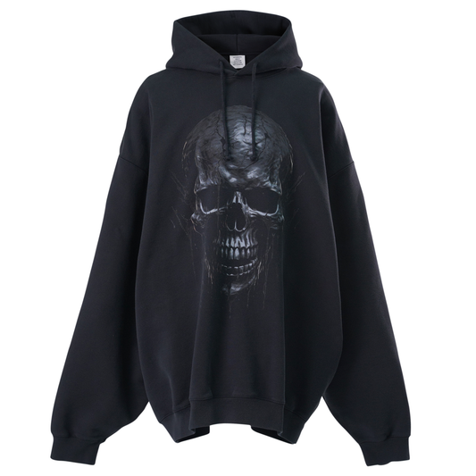 BLACK SKULL METAL HOODIE / BLACK