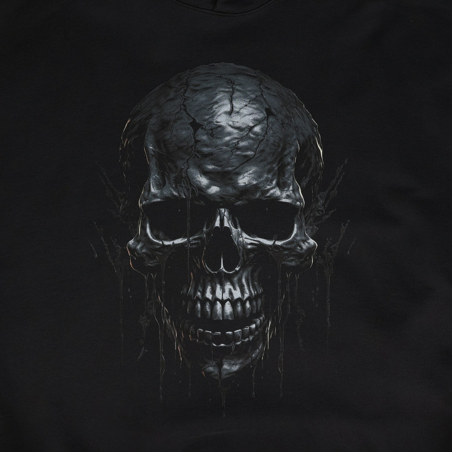 BLACK SKULL METAL HOODIE / BLACK