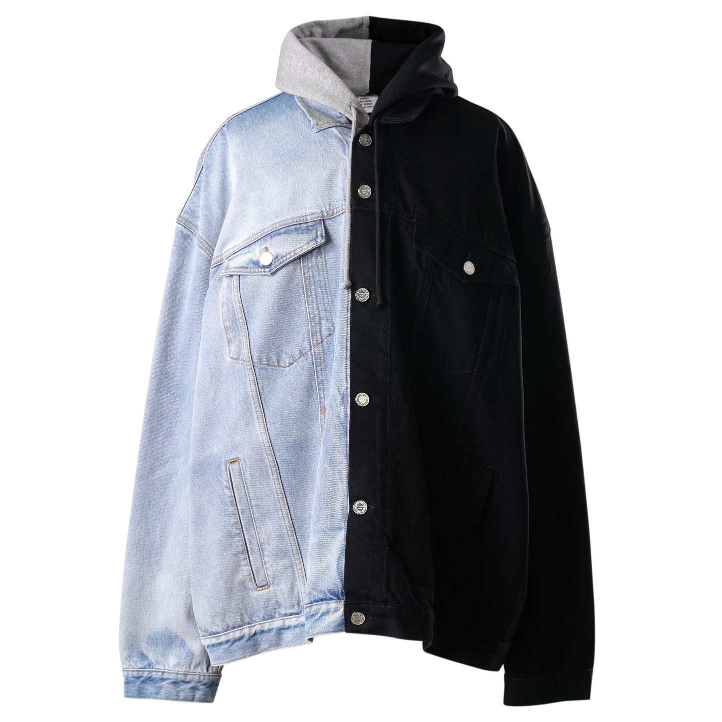 SPLIT DECONSTRUCTED DENIM JACKET WITH A / LIGHT BLUE