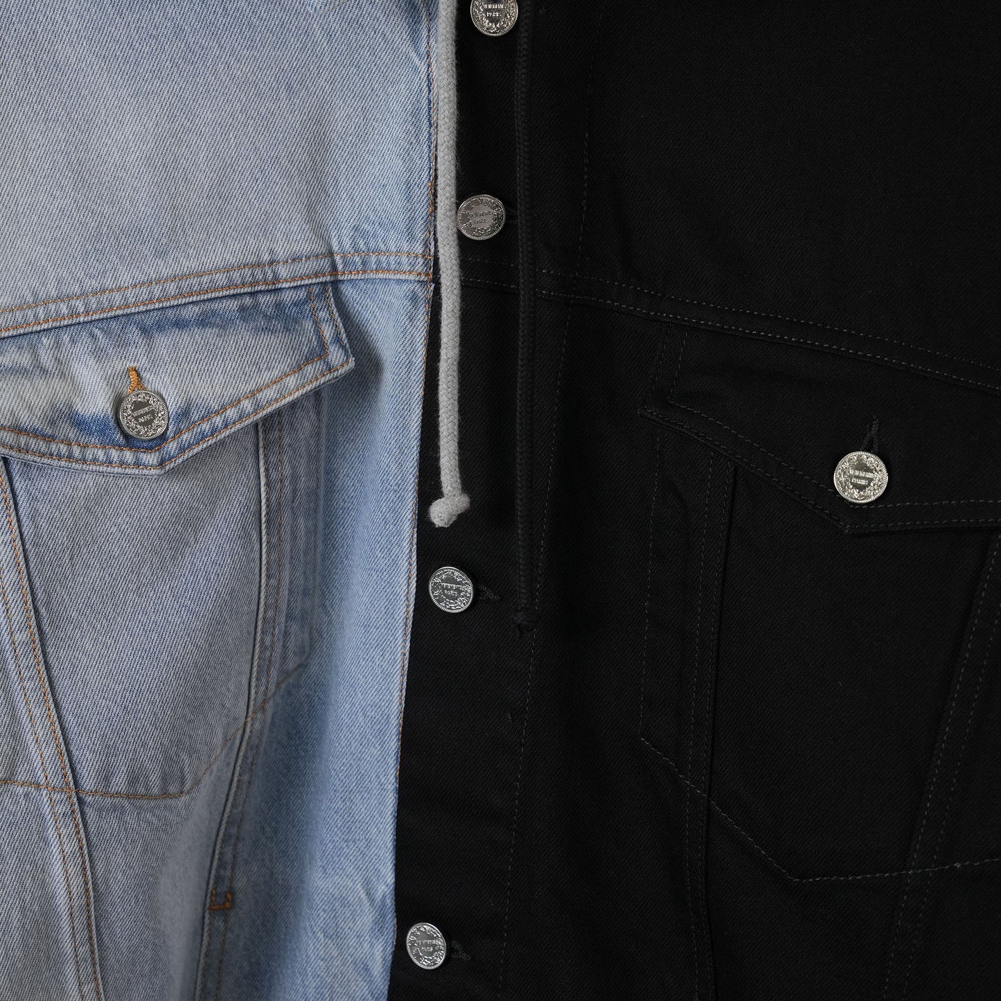 SPLIT DECONSTRUCTED DENIM JACKET WITH A / LIGHT BLUE