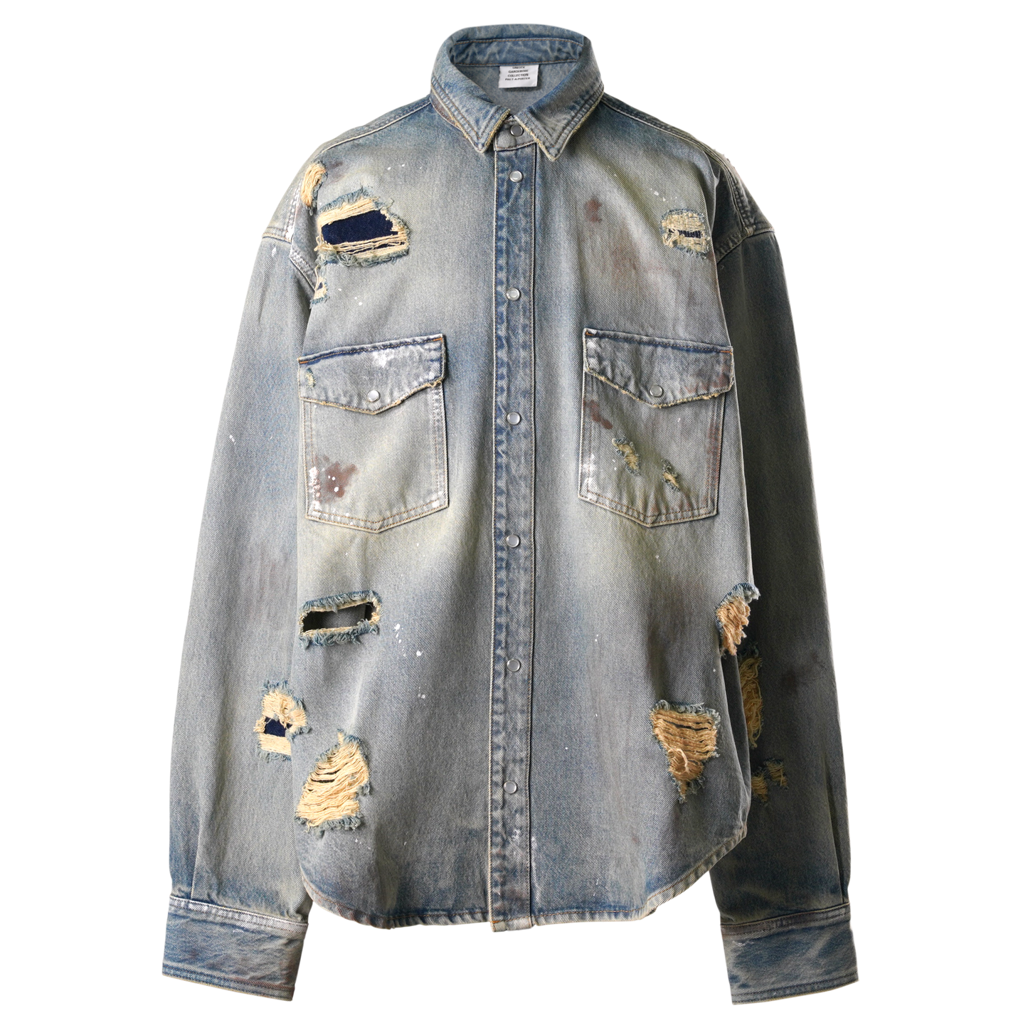 TRASHED DENIM SHIRT / DISTRESSED