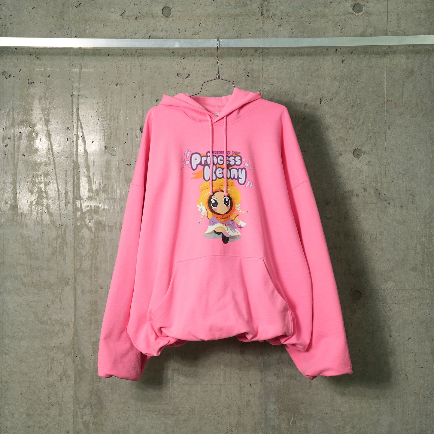 PRINCESS KENNY CROPPED BOXY HOODIE / HOT PINK