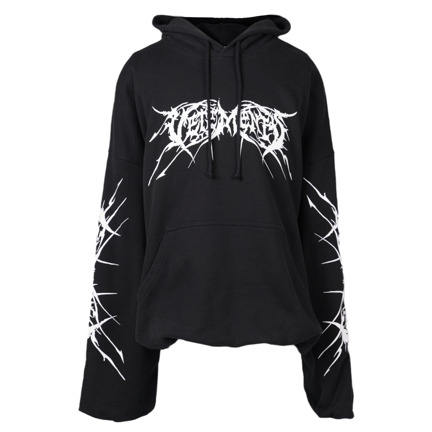 DEATH METAL CROPPED BOXY HOODIE / BLACK/WHITE