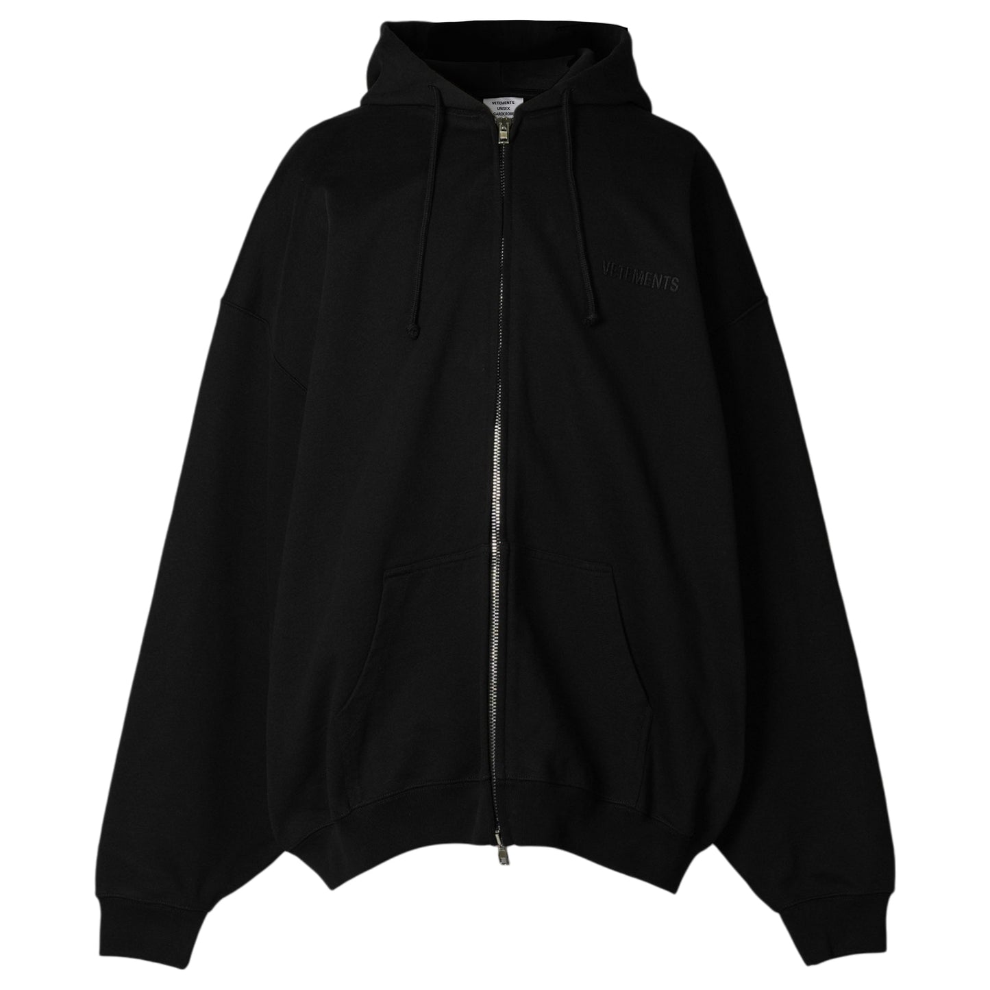 EMBROIDERED LOGO OVERSIZED ZIP-UP HOODIE / BLACK