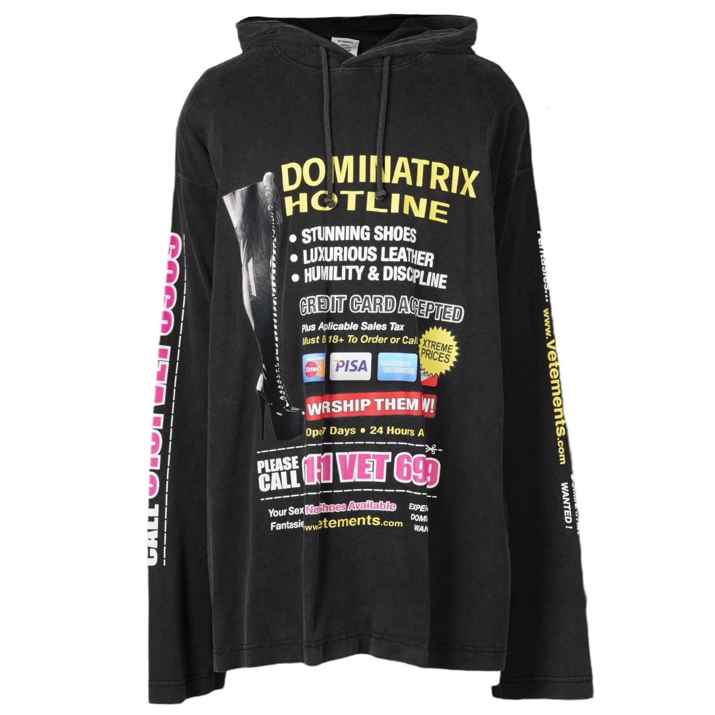 DOMINATRIX HOTLINE JERSEY HOODIE / BLACK