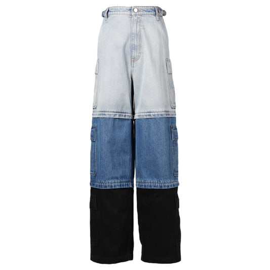 DECONSTRUCTED TRIPLE CARGO PANTS / LIGHT BLUE/MID BLUE/BLACK