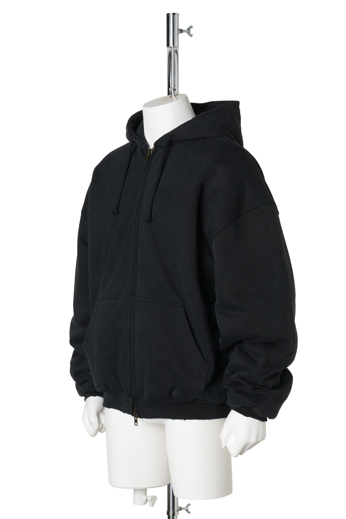 PUFFED ZIP-UP HOODIE / WASHED BLACK