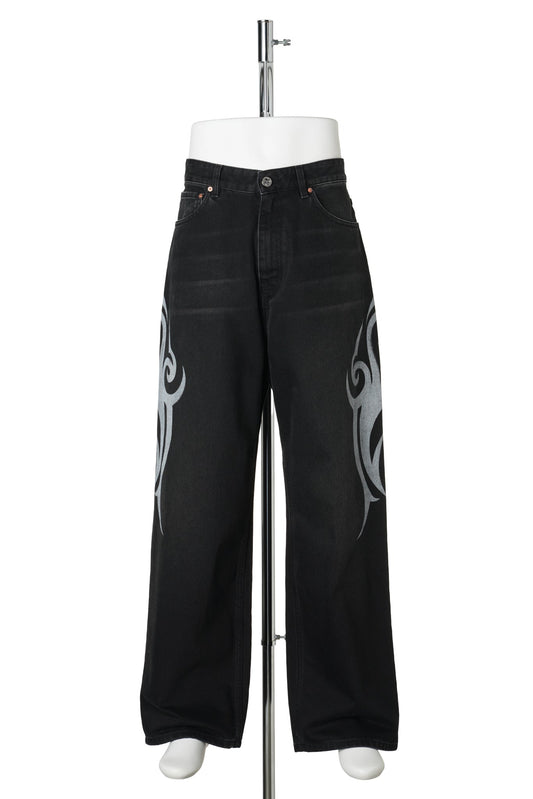 GRAFFITI TRIBAL BAGGY JEANS / VINTAGE BLACK