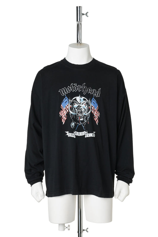 VETEMENTSXMOTORHEA D FLAG LONGSLEEVE / WASHED BLACK