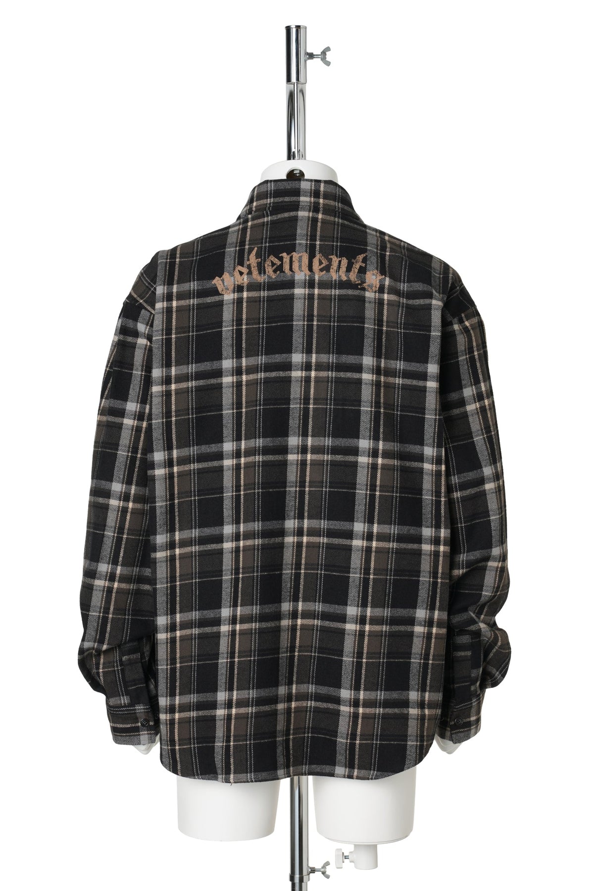 ZIP-UP BIKER CROSS LOGO FLANNEL SHIRT / BLACK CHECK