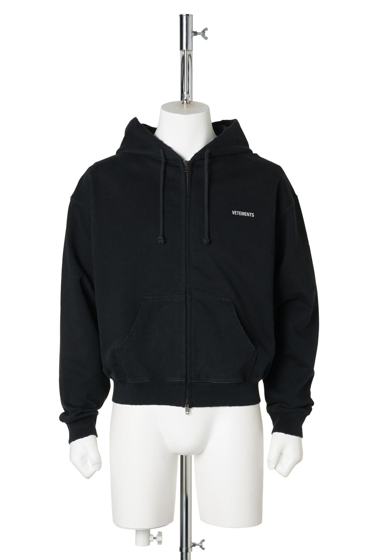 CLASSIC LOGO FITTED ZIP-UP HOODIE / WASHED BLACK