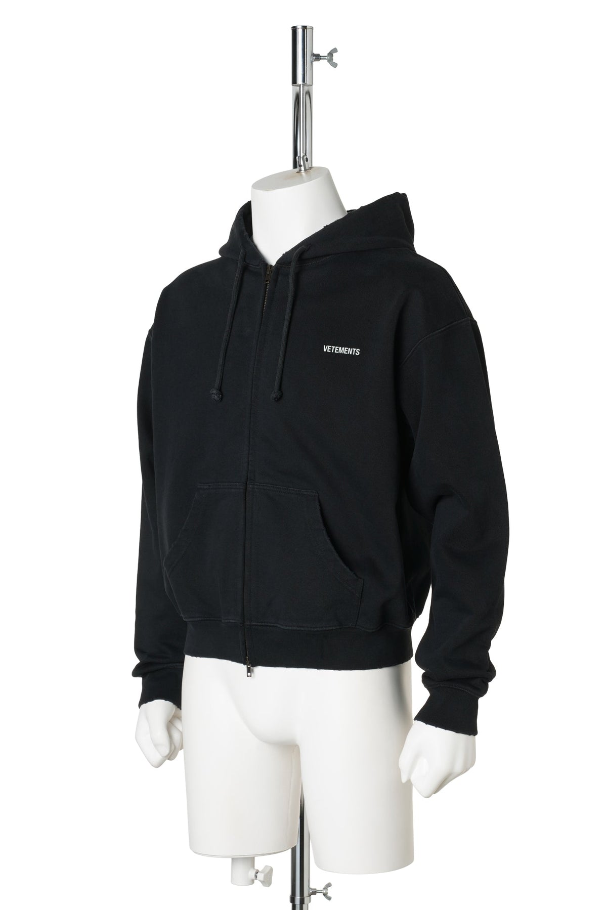 CLASSIC LOGO FITTED ZIP-UP HOODIE / WASHED BLACK