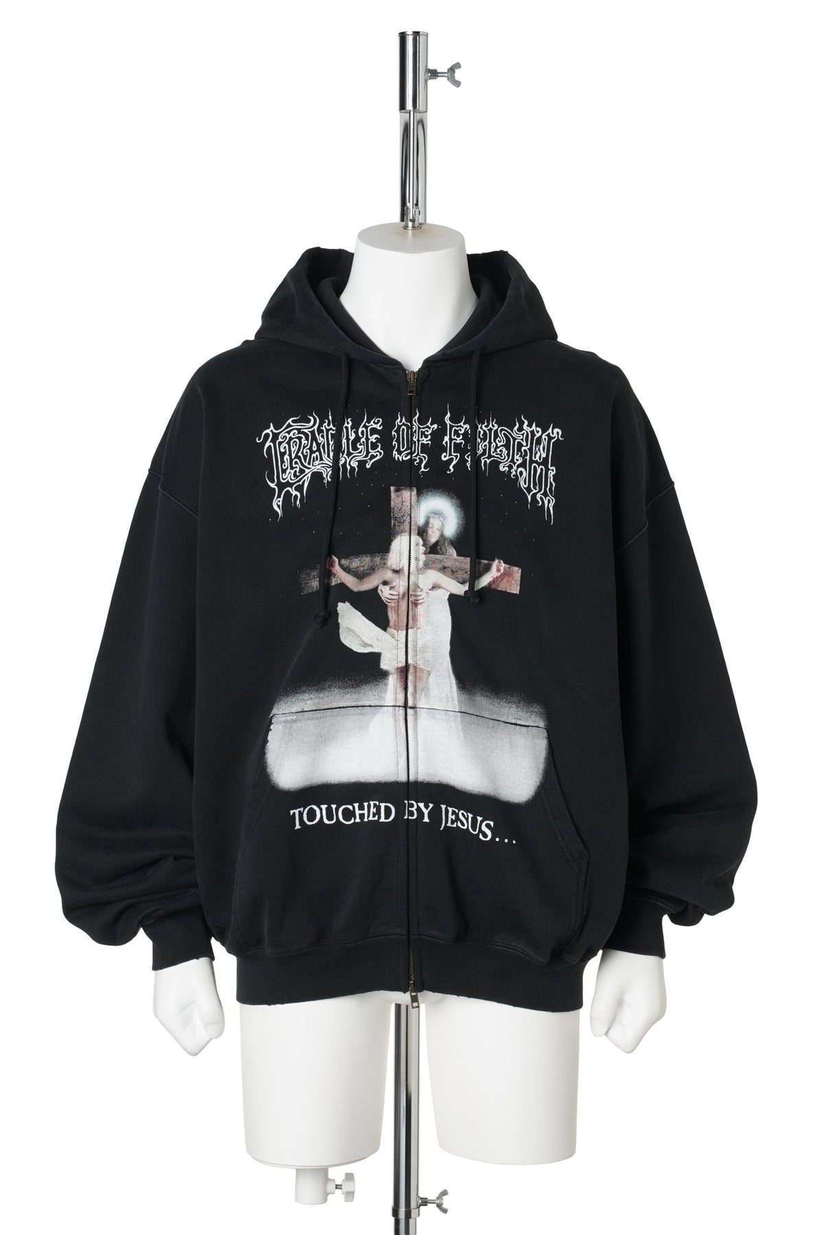 COF JESUS ZIP-UP HOODIE / WASHED BLACK