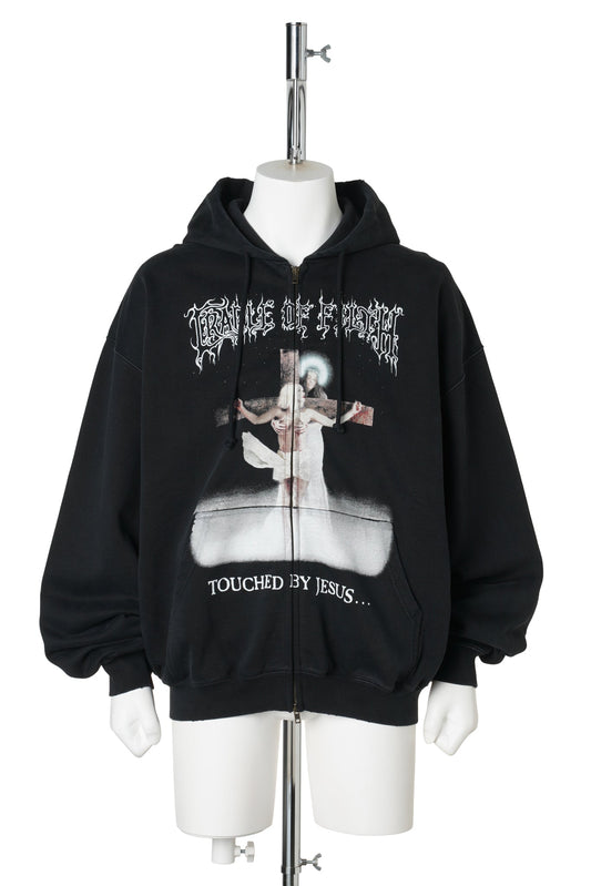 COF JESUS ZIP-UP HOODIE / WASHED BLACK
