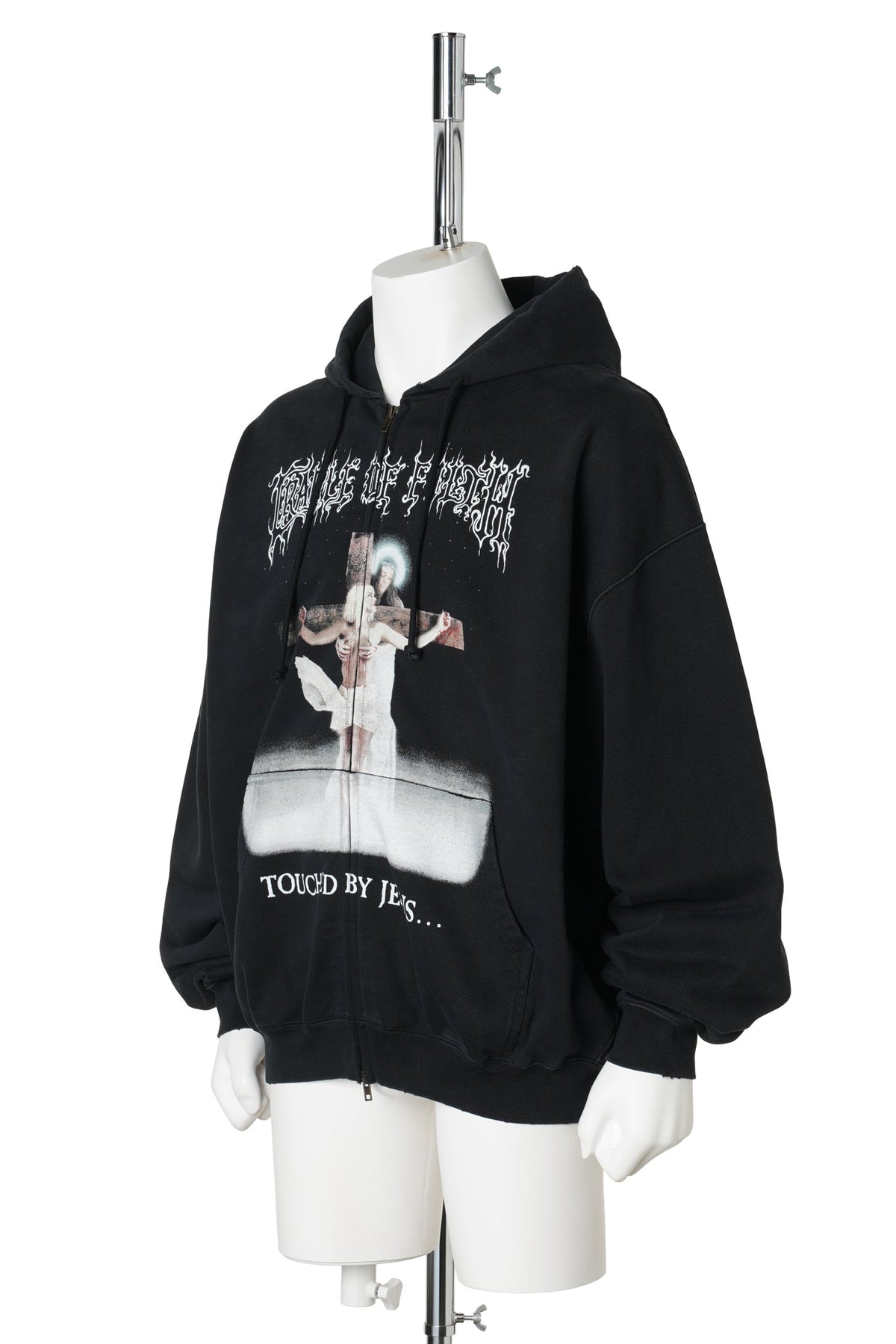 COF JESUS ZIP-UP HOODIE / WASHED BLACK