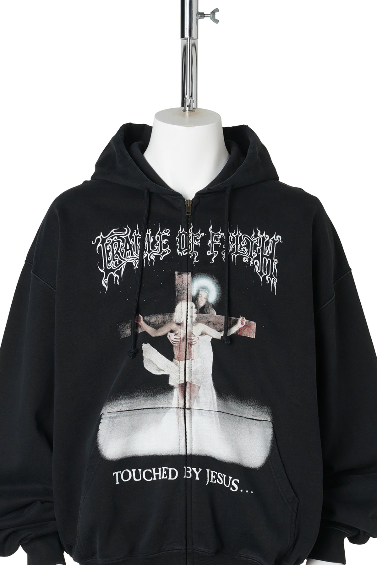 COF JESUS ZIP-UP HOODIE / WASHED BLACK