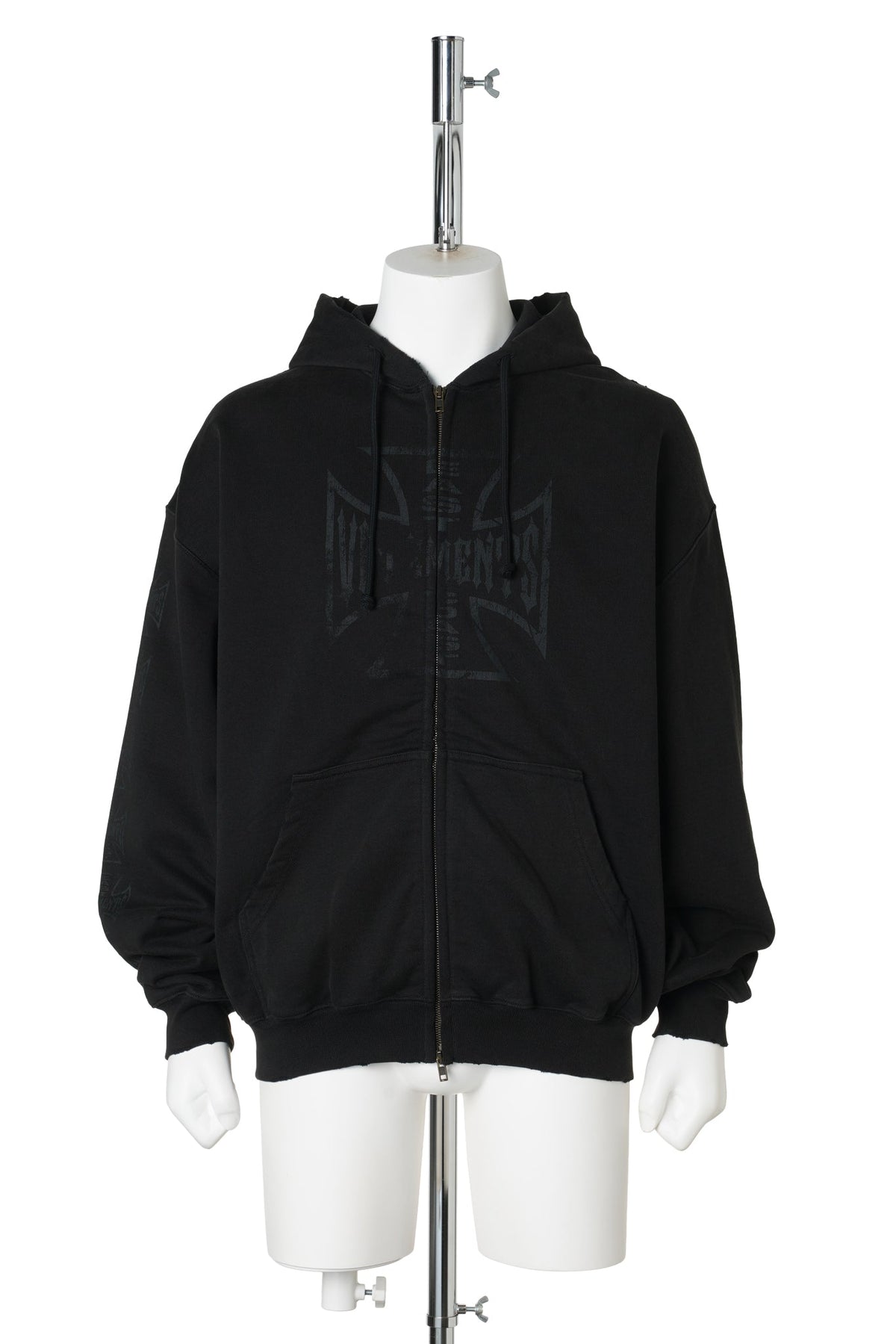 BIG BIKER CROSS ZIP-UP HOODIE / VINTAGE BLACK