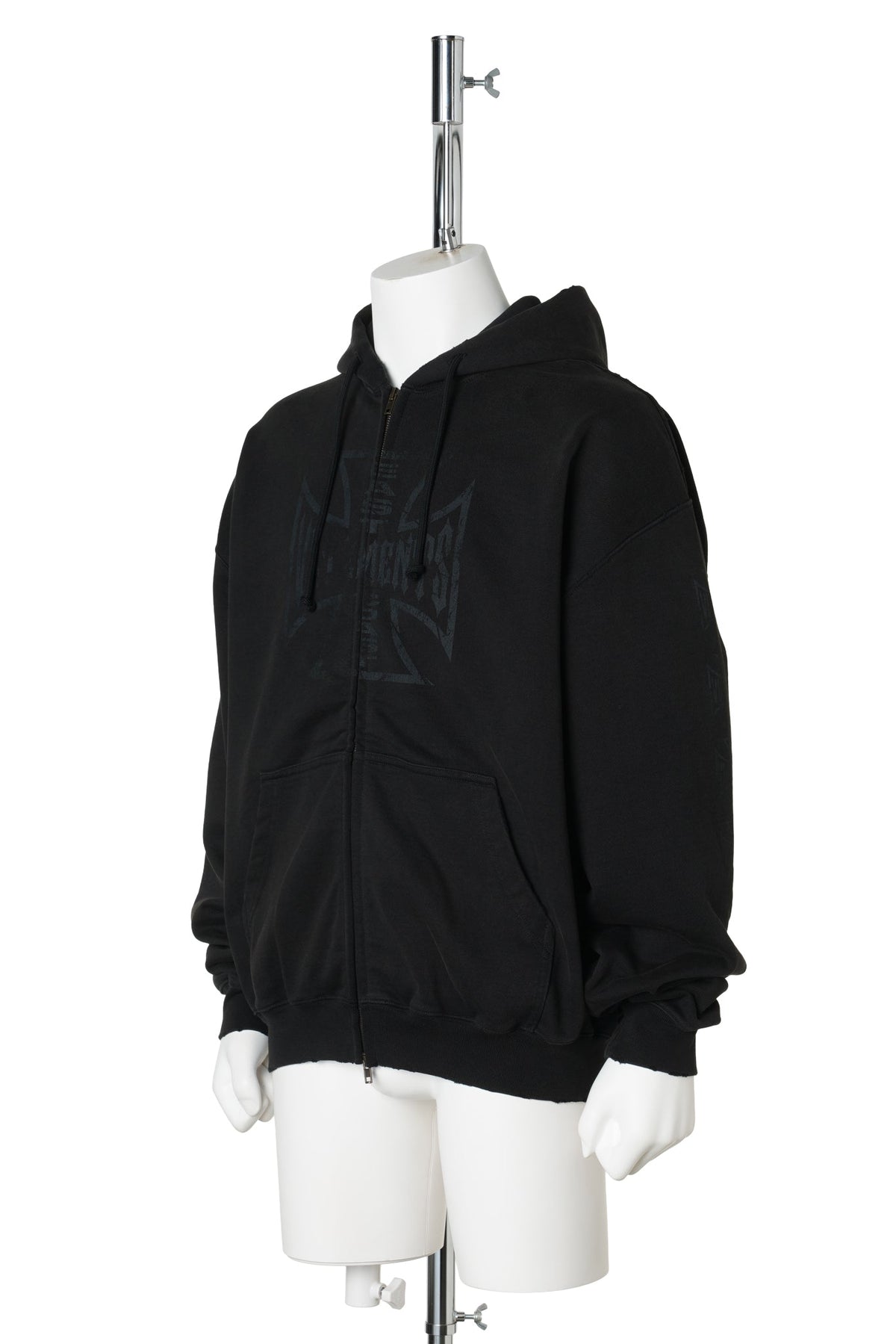 BIG BIKER CROSS ZIP-UP HOODIE / VINTAGE BLACK