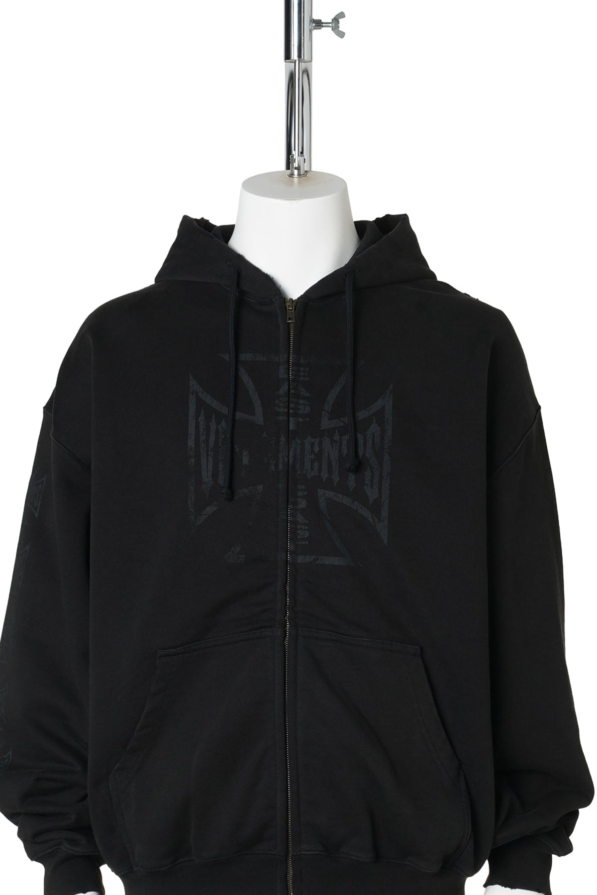 BIG BIKER CROSS ZIP-UP HOODIE / VINTAGE BLACK