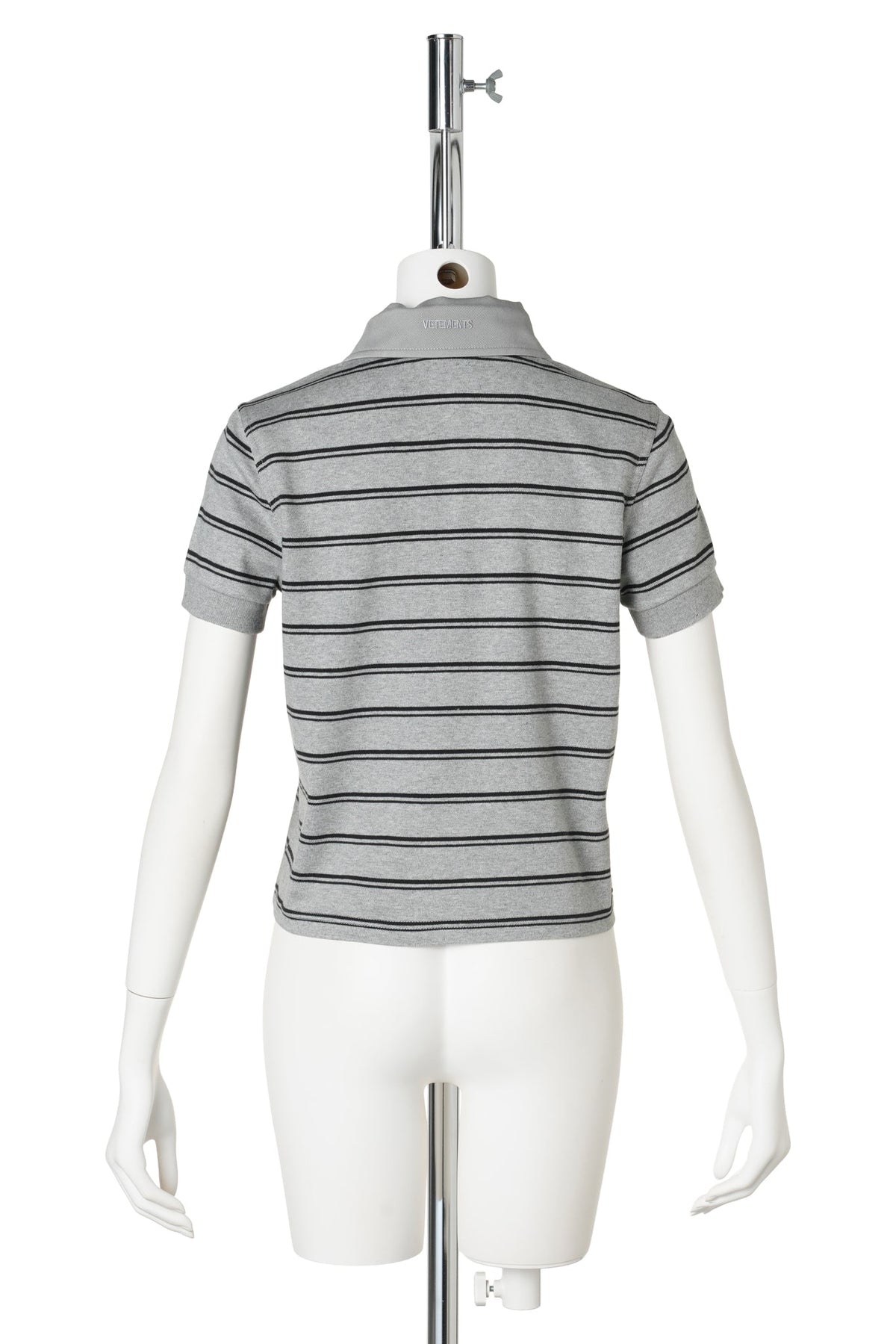 BABY POLO WITH DETACHABLE FUR COLLAR / GREY MELANGE / BLACK STRIPES