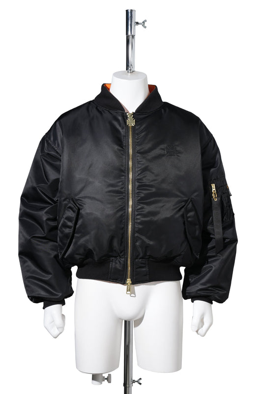 LEATHER CROSSES BOMBER JACKET / BLACK