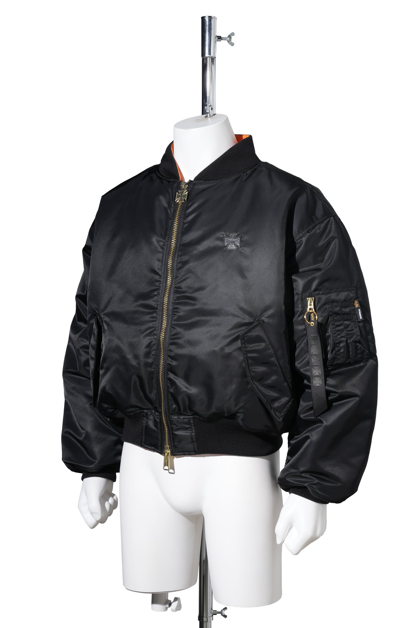 LEATHER CROSSES BOMBER JACKET / BLACK