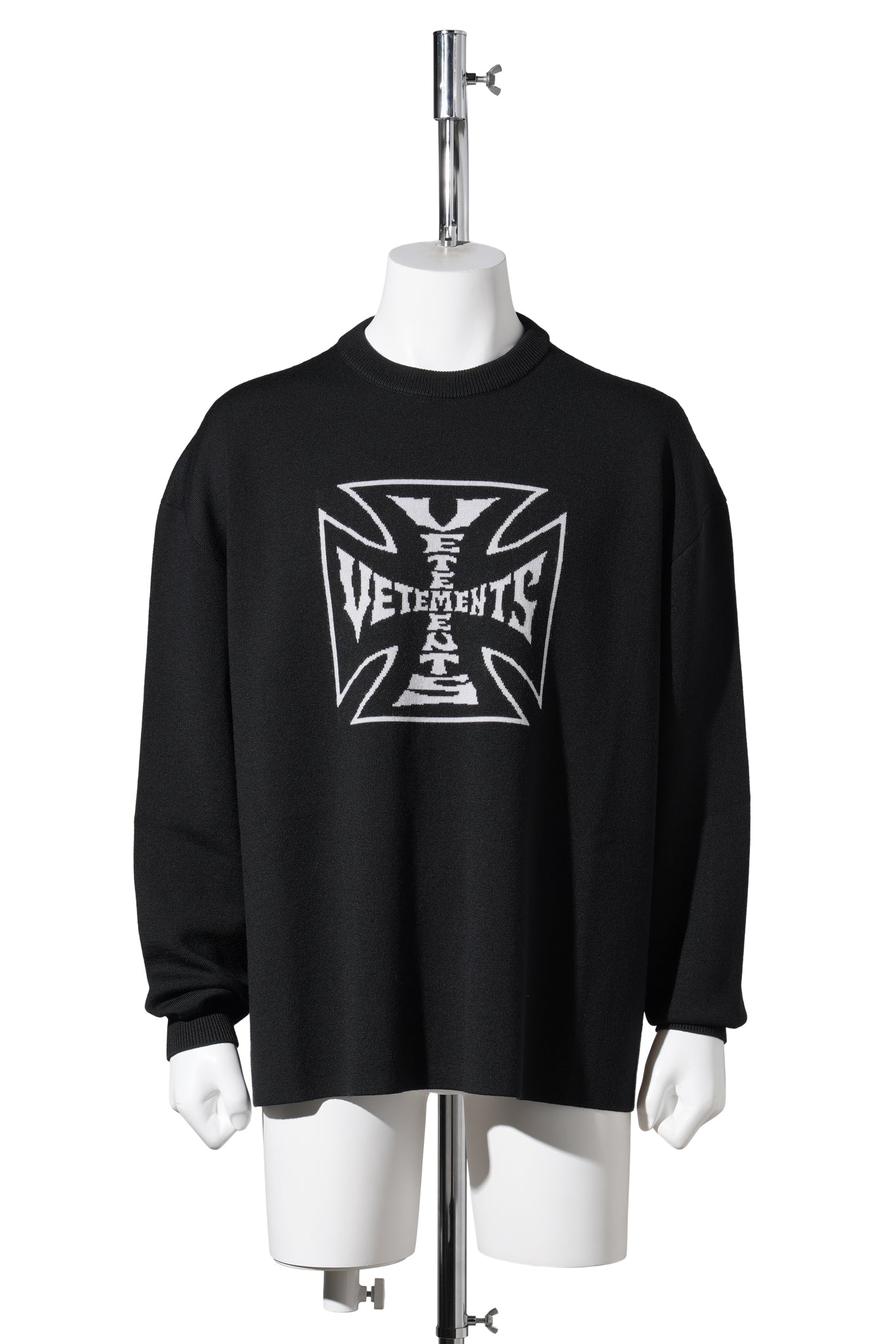 DOUBLE BIKER CROSS LOGO SWEATER / BLACK