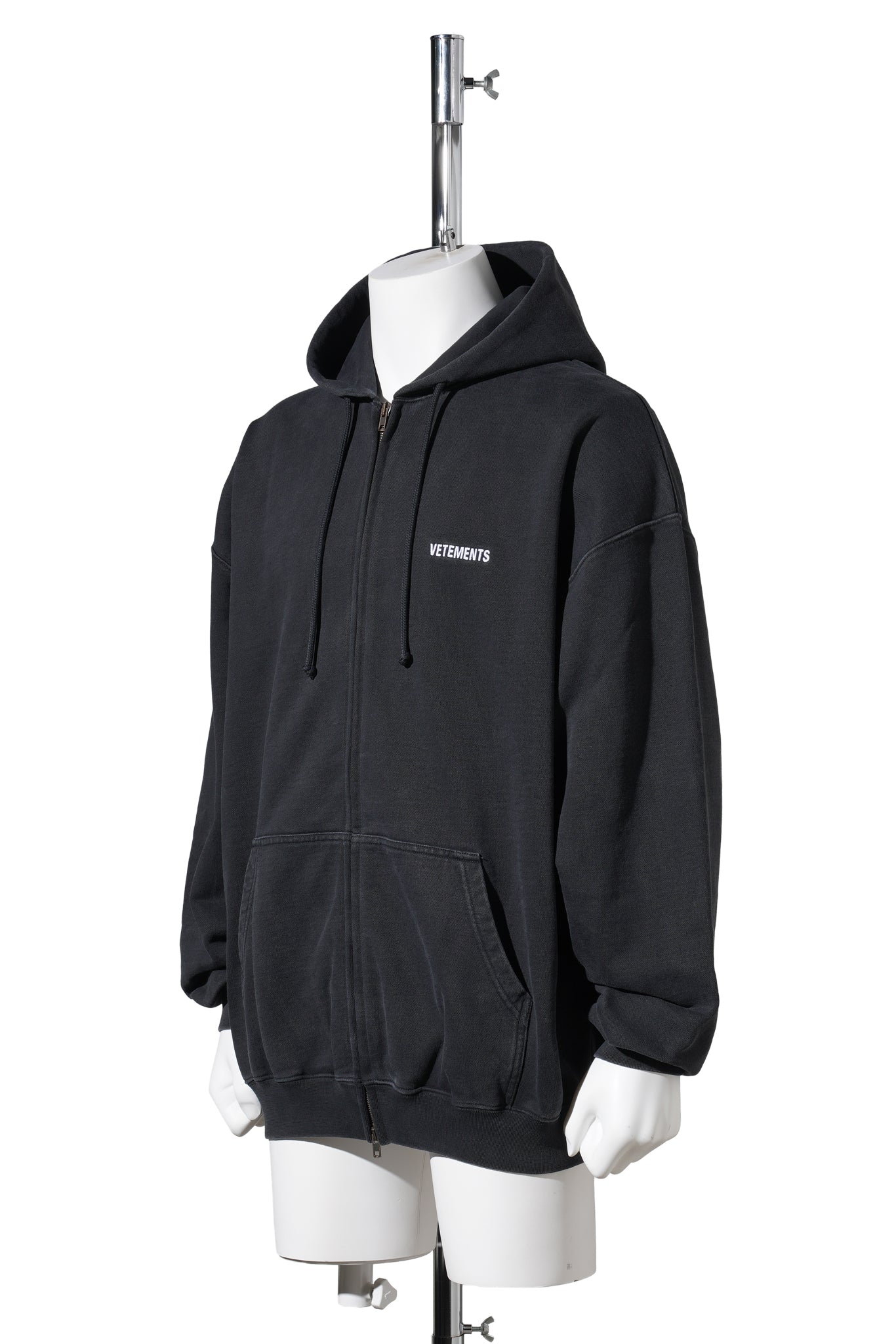 ICONIC LOGO ZIP-UP HOODIE / BLACK