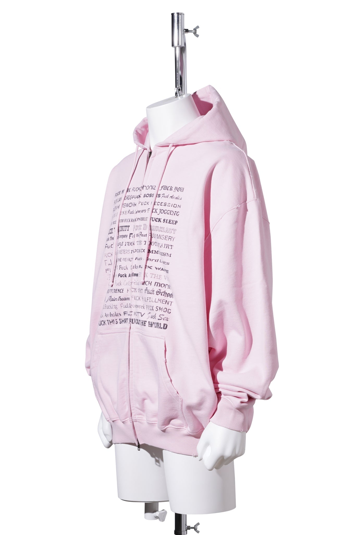 FUCK EVERYTHING ZIP-UP HOODIE / WASHED-OUT PINK