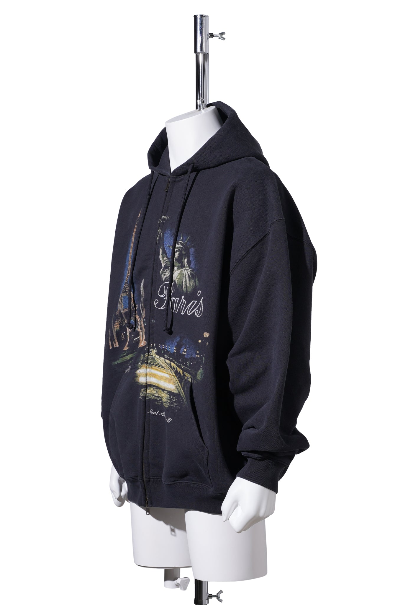 PARIS TOURIS ZIP-UP HOODIE / BLACK