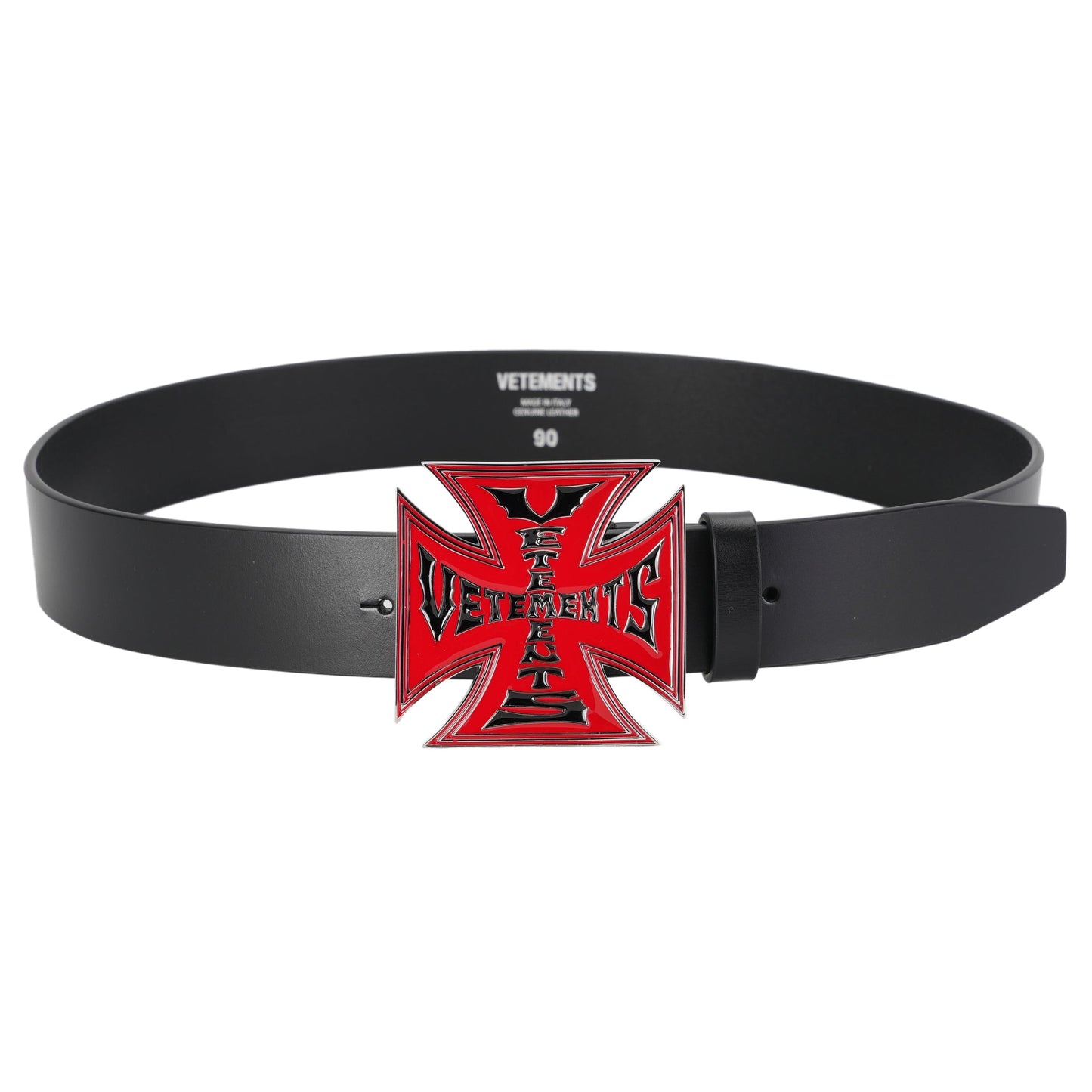 BIKER CROSS LOGO JUMBO BELT / BLACK/RED