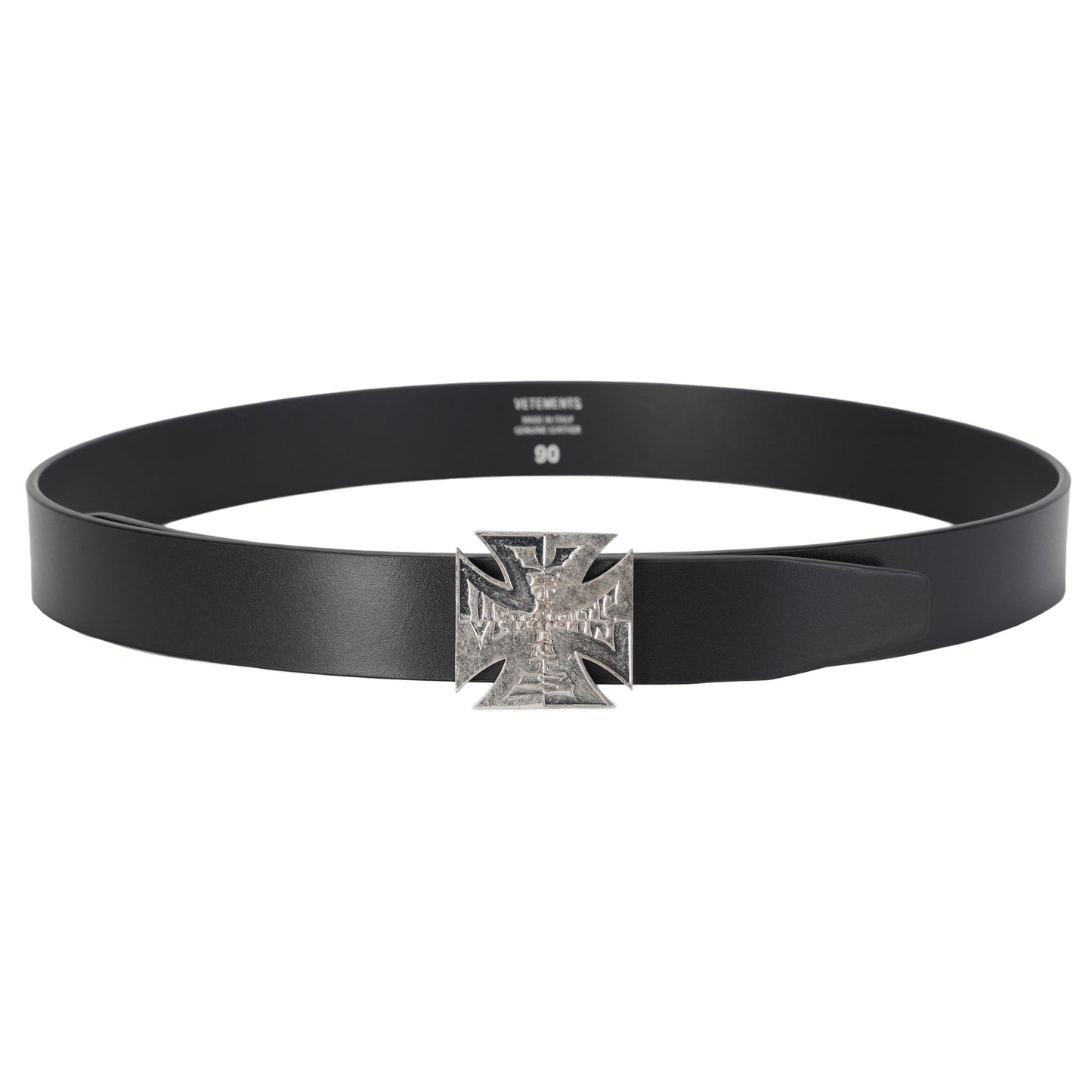 METAL BIKER CROSS LOGO BELT / BLACK/SILVER