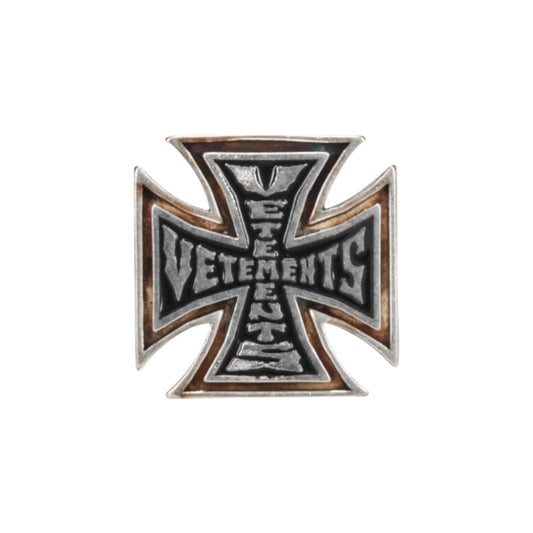 TRIPPLE BIKER CROSS LOGO RING / SILVER