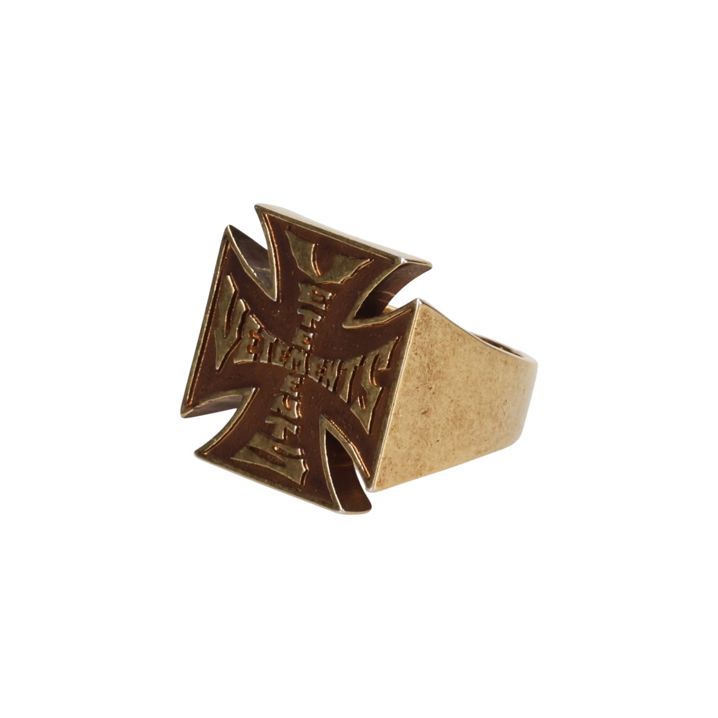 BIKER CROSS LOGO RING / GOLD