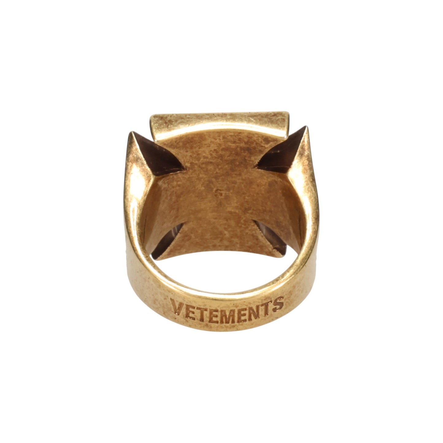 BIKER CROSS LOGO RING / GOLD