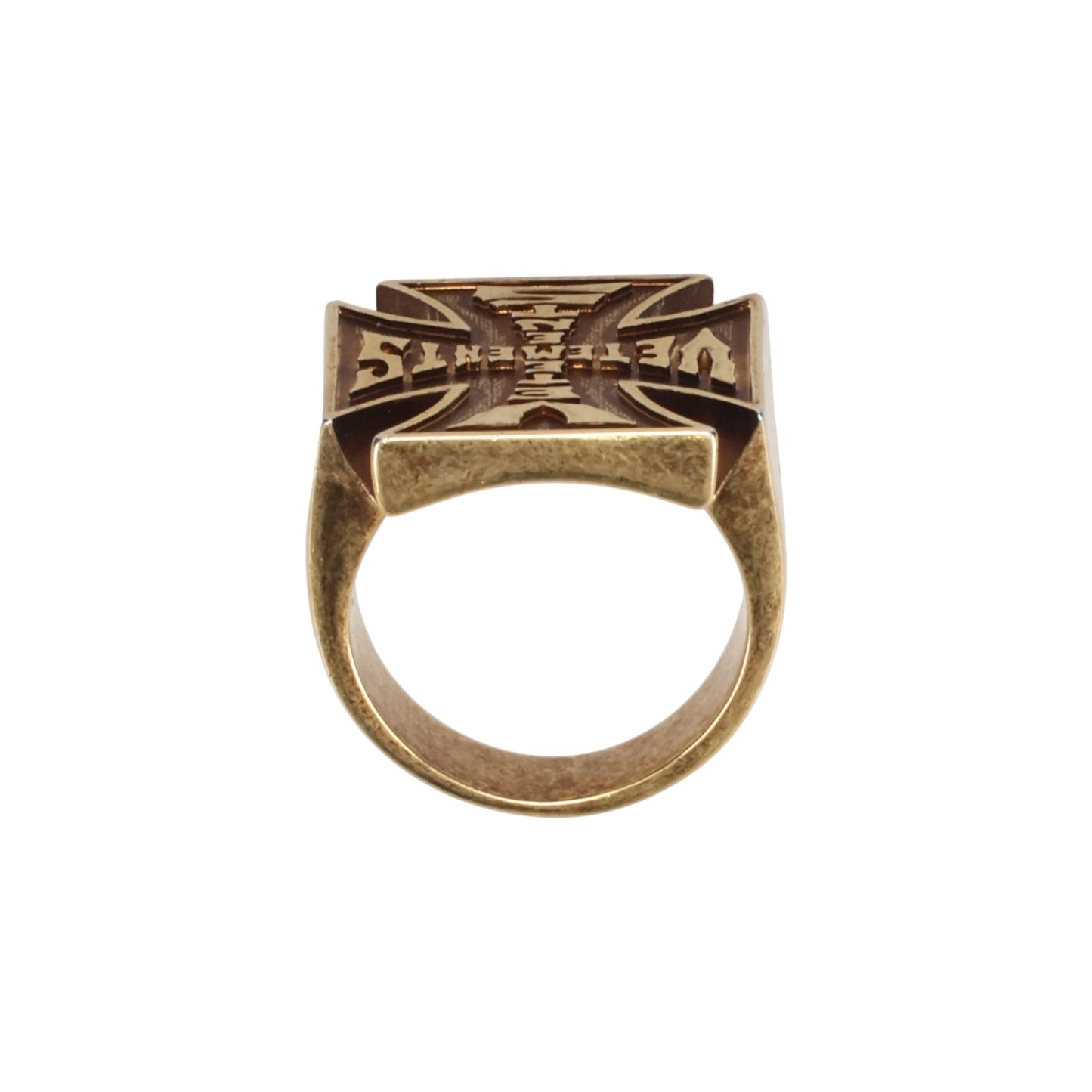 BIKER CROSS LOGO RING / GOLD
