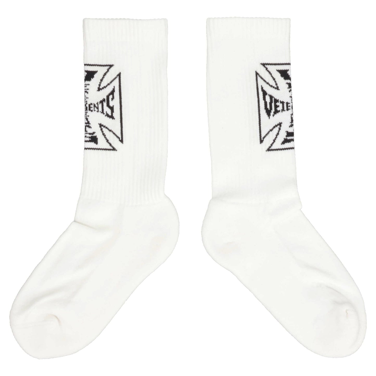 BIKER CROSS LOGO SOCKS / WHITE/BLACK