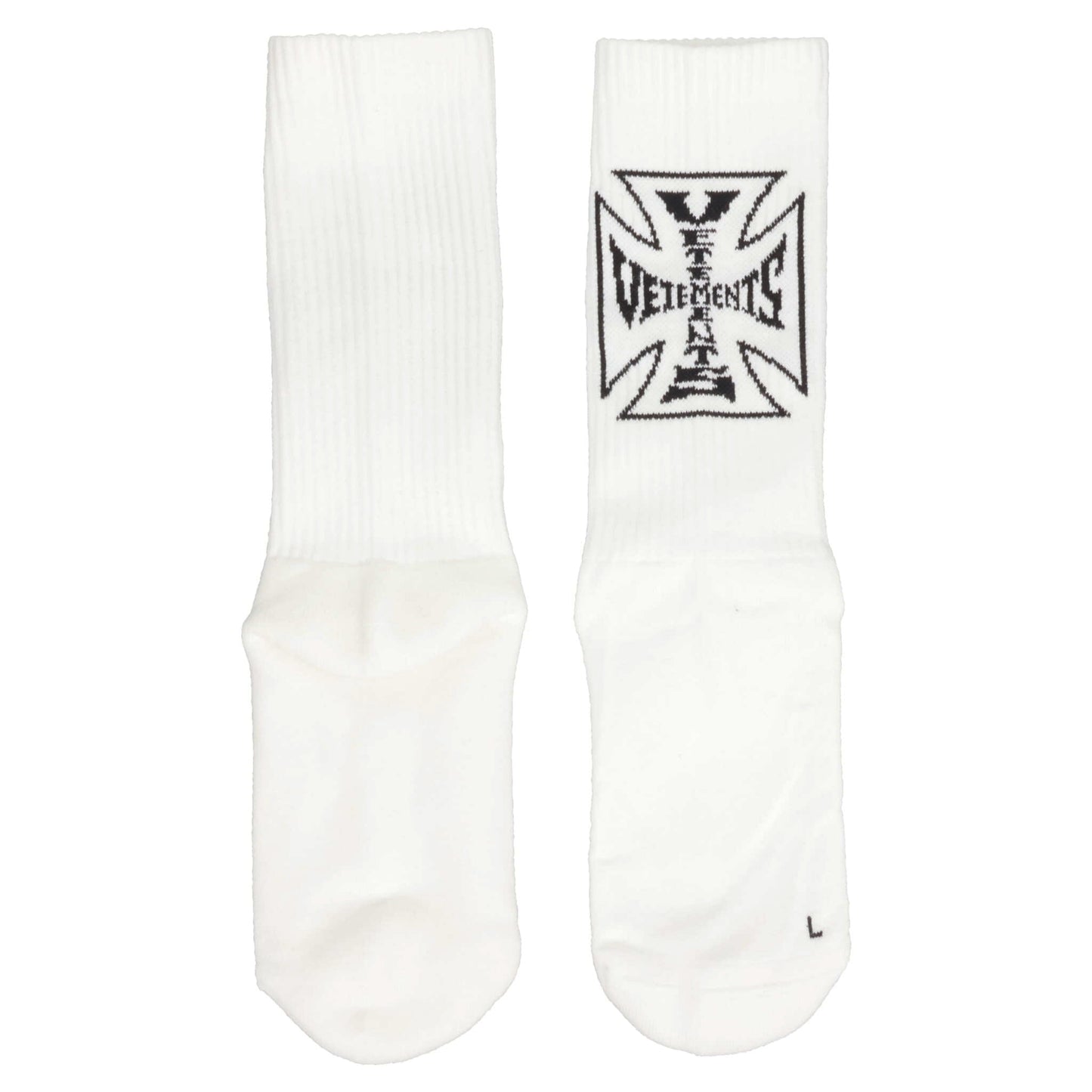 BIKER CROSS LOGO SOCKS / WHITE/BLACK