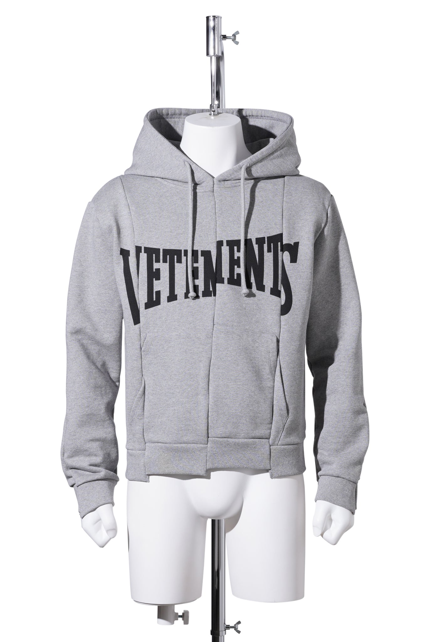 CUT-UP LOGO FITTED HOODIE / GREY MELANGE