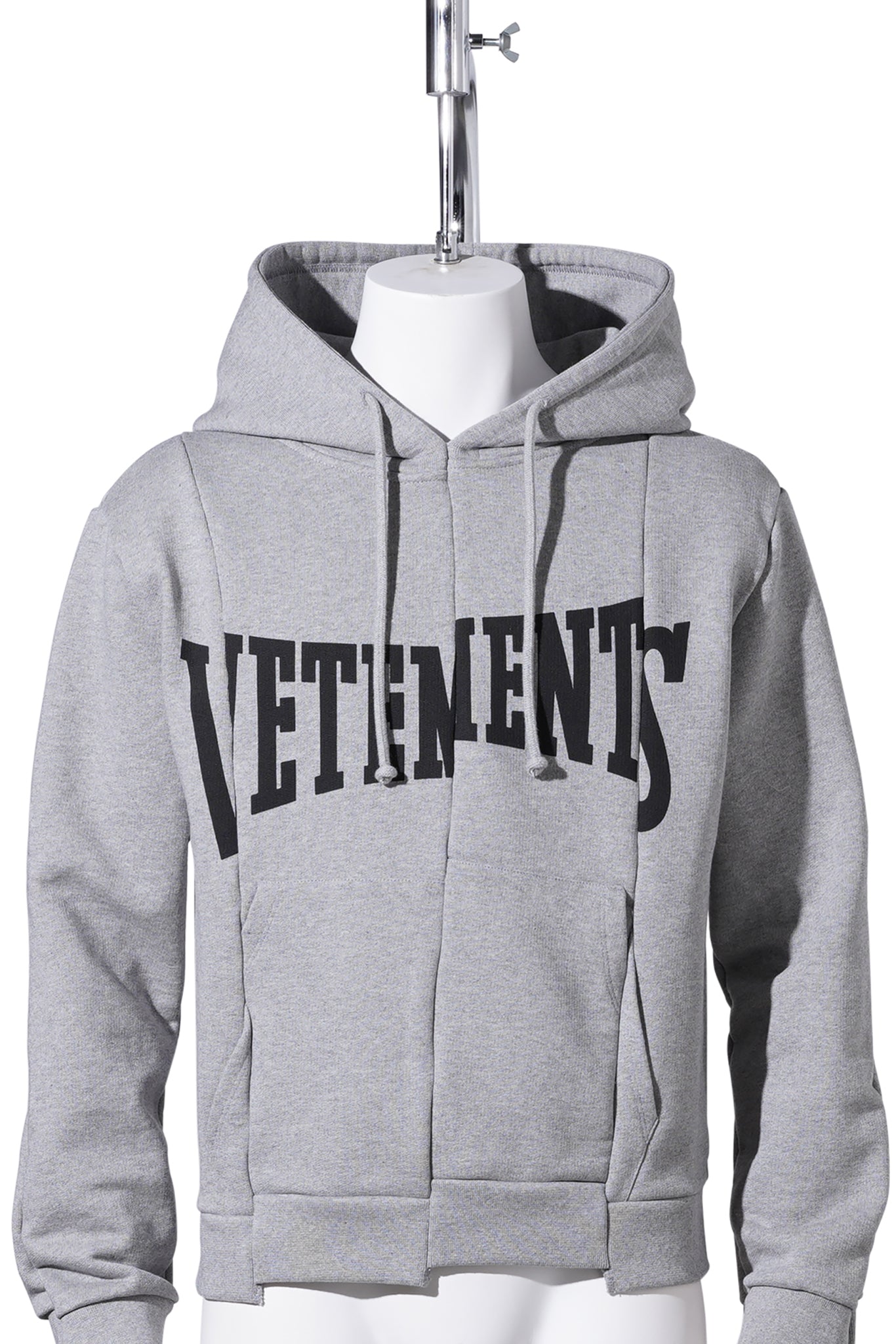 CUT-UP LOGO FITTED HOODIE / GREY MELANGE