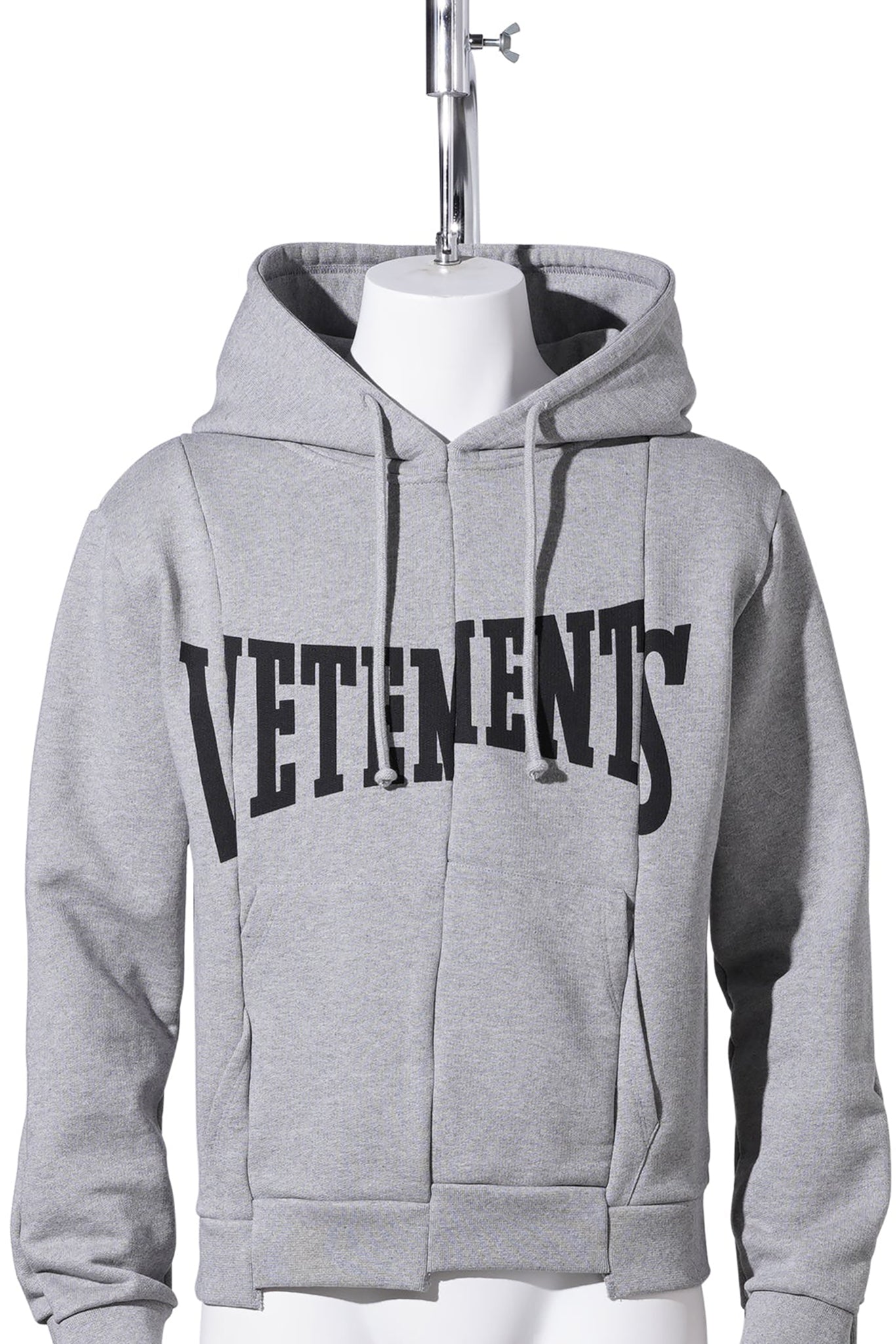 CUT-UP LOGO FITTED HOODIE / GREY MELANGE
