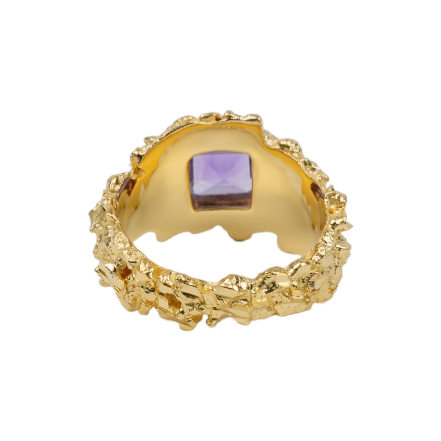 VC016 GOLD HAMMERED GEM RING / GOLD