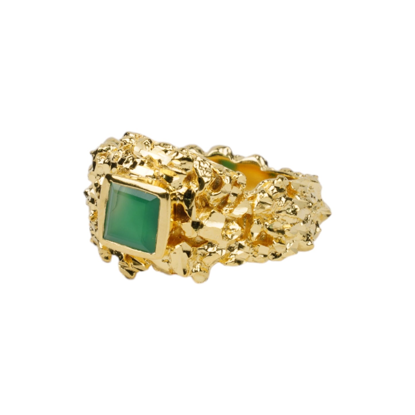 VC015 GOLD HAMMERED GEM RING / GOLD