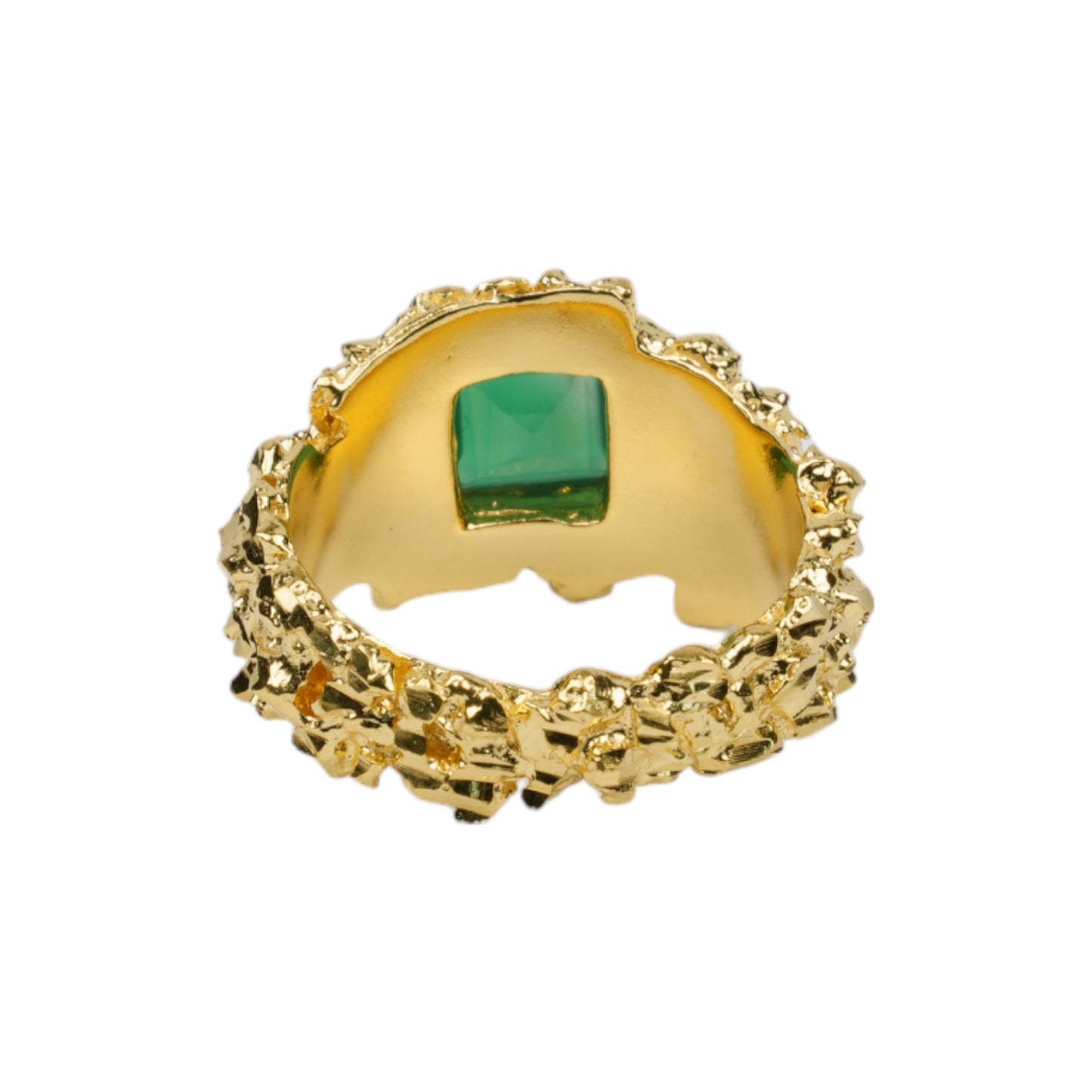 VC015 GOLD HAMMERED GEM RING / GOLD