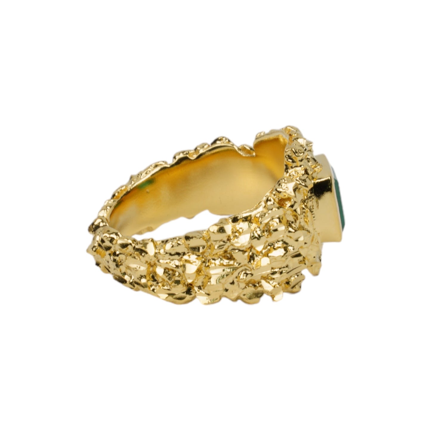 VC015 GOLD HAMMERED GEM RING / GOLD