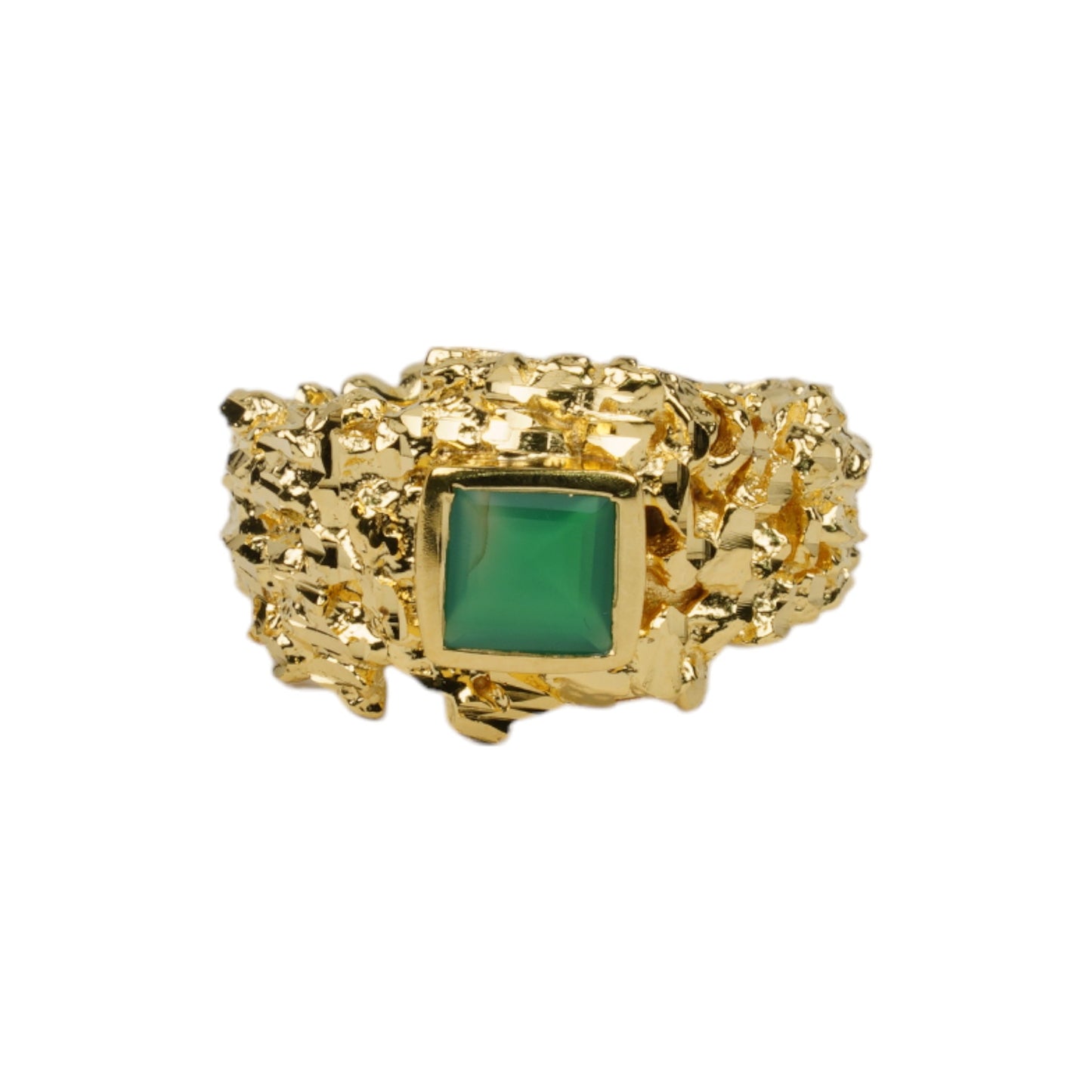 VC015 GOLD HAMMERED GEM RING / GOLD